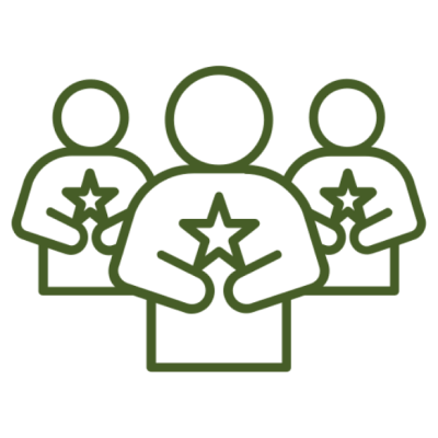Group of people icons with stars