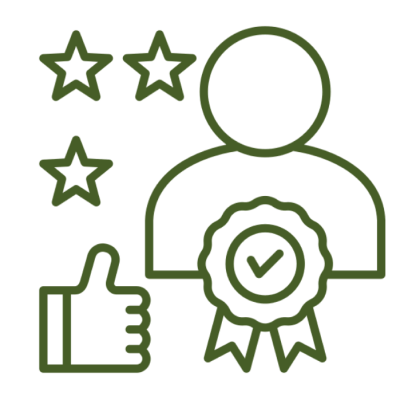 Customer satisfaction symbol with thumbs up