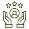 Person icon with stars and hands