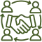 Collaborative network with handshake icon
