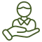Person supported by a hand icon