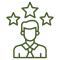Businessperson outline with stars above